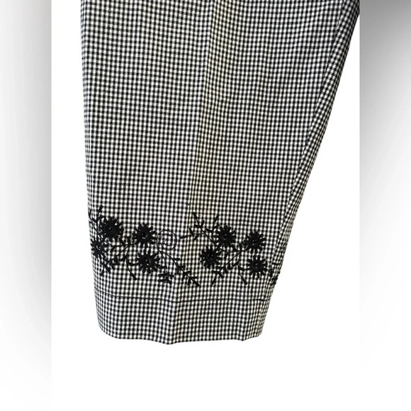 Plaid straight leg crop embroidered pants - Picture 2 of 4